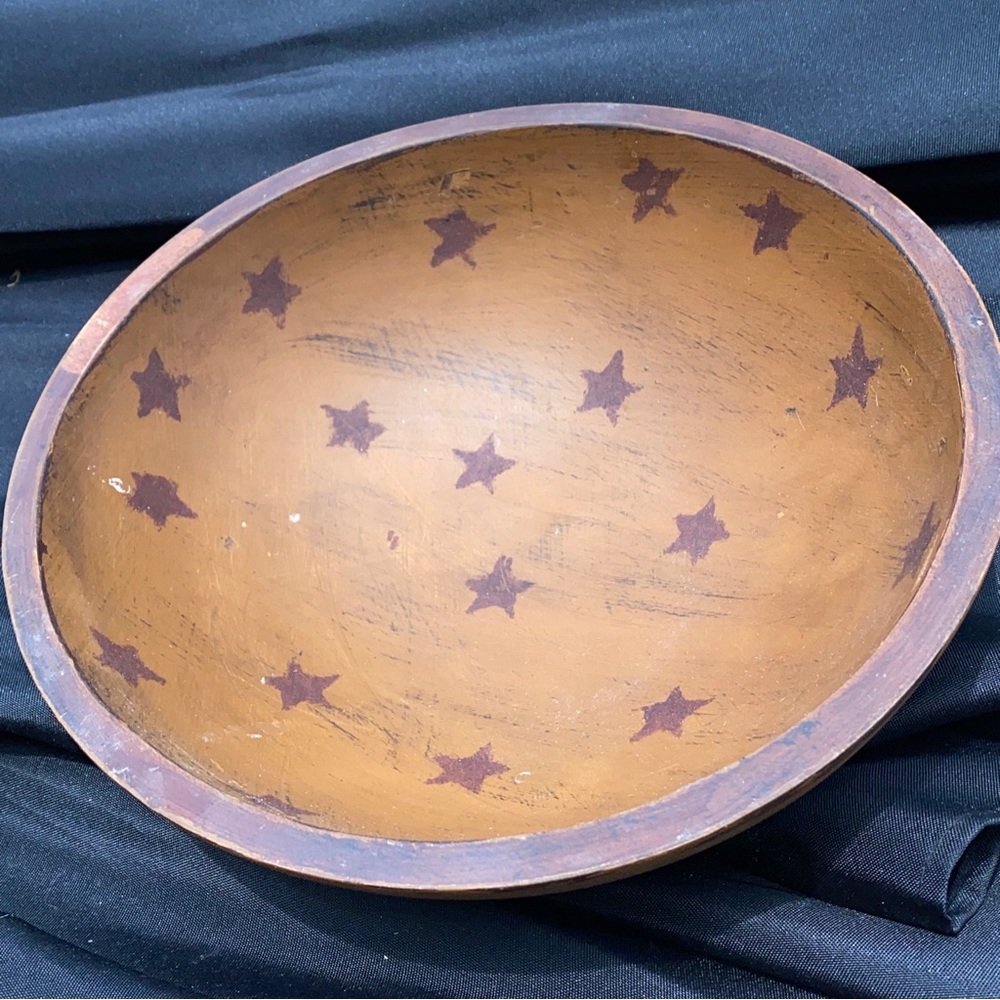 Stars Wooden Bowl MNM Mort N Marton Canada Bowl 10”.5 Carved Wood Vintage